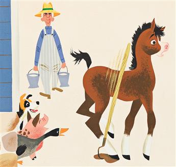 MEL CRAWFORD (1925 - 2015) Casey The Clumsy Colt 2-page spread.